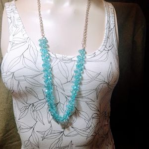 CLUSTER WOVEN CRYSTAL LONG NECKLACE